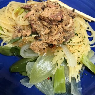 サヴァ缶ダブルネギパスタ